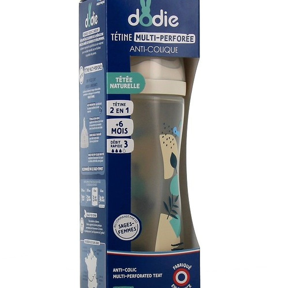 DODIE – Biberon Multi Perfore Tetine Debit 3 Rose +6mois – 330ml