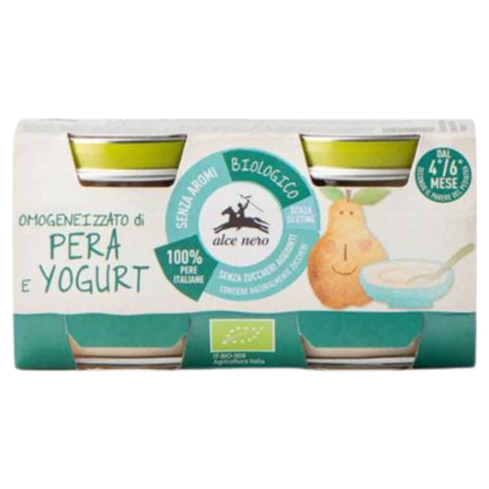 ALCE NERO – Pots de Poire et Yaourt 4-6mois+ Bio – 2x – 80g