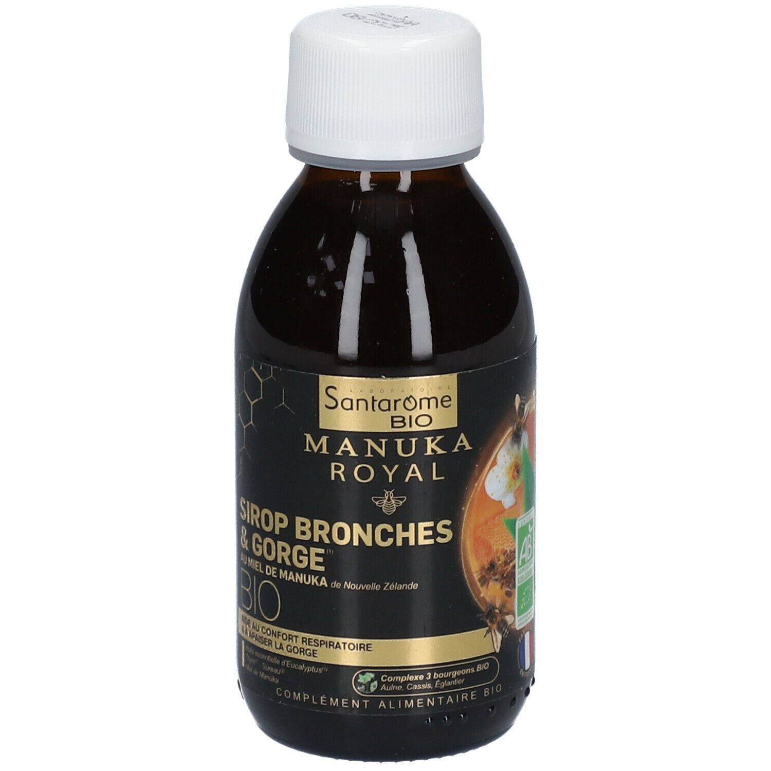 SANTROME BIO MANUKA ROYAL SIROP BRONCHES ET GORGE AU MIEL DE MANUKA 125 ML
