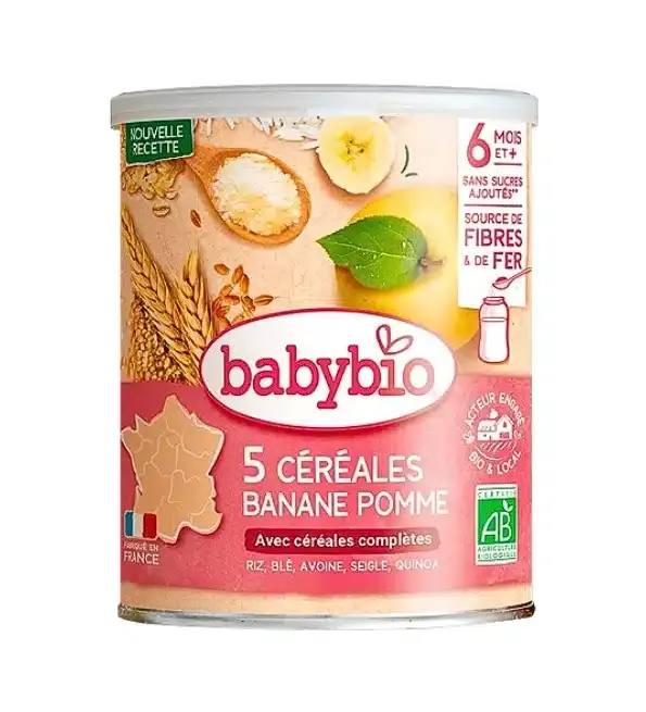BABYBIO 5 Céréales Banane Pomme 220g
