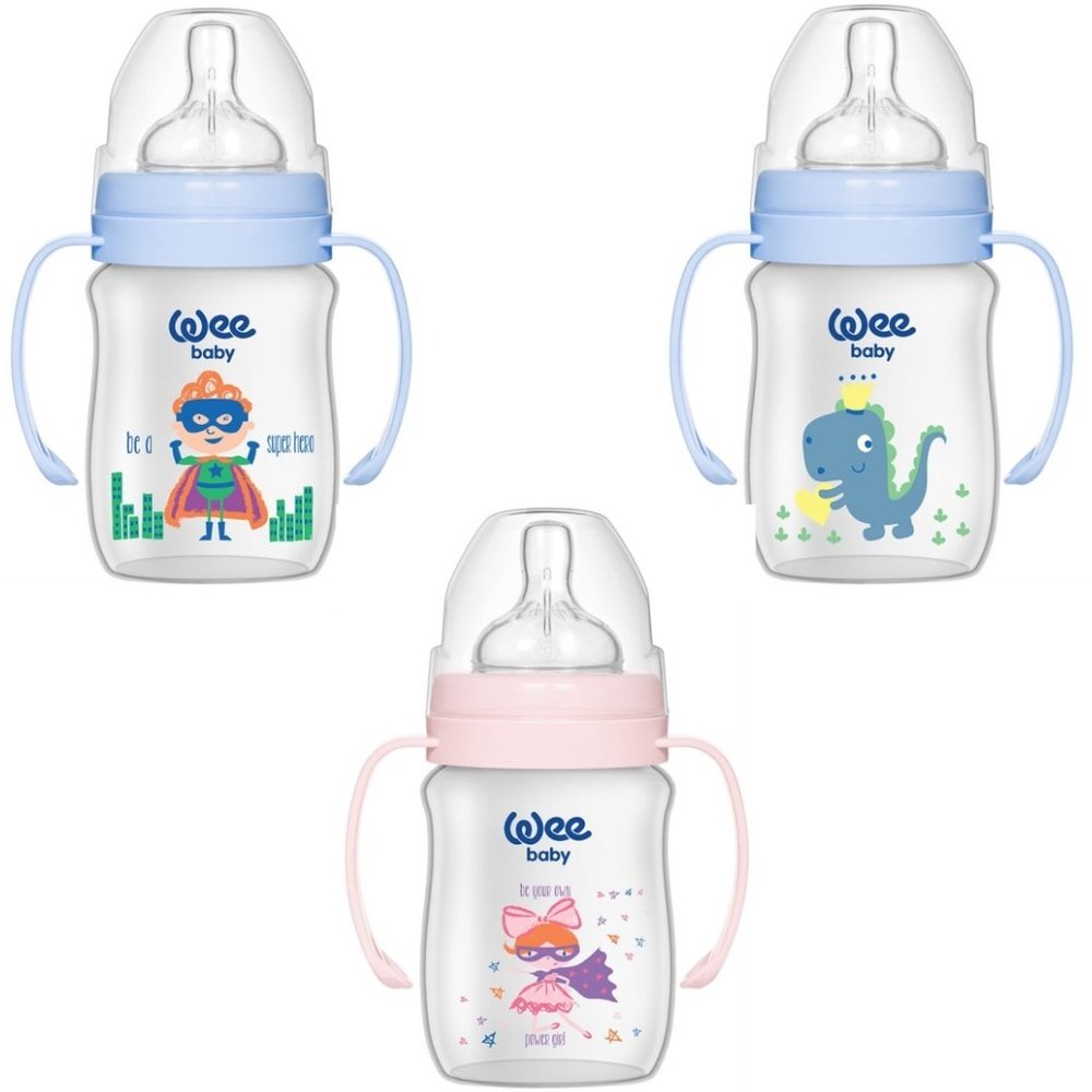 WEE BABY – Biberon Large avec Poignees 0-6 Mois 150ml