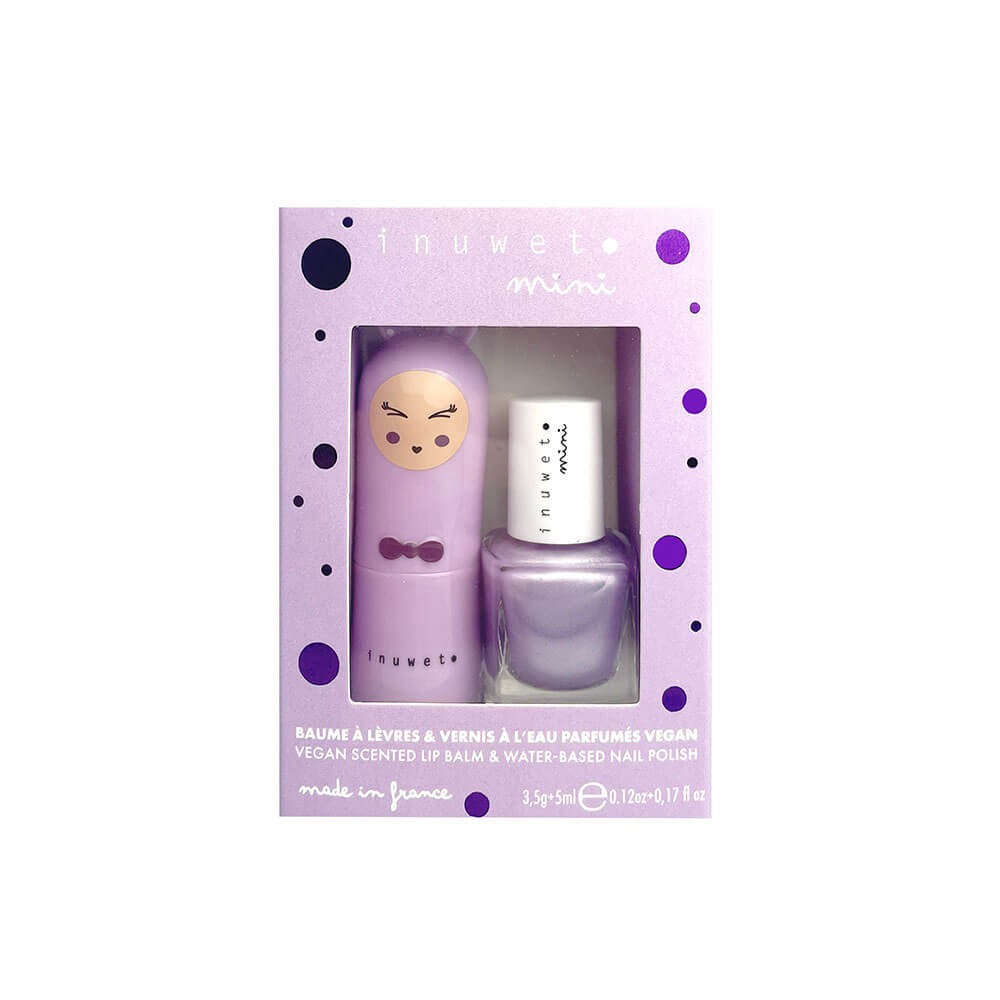 INUWET MINI DUO BAUME A LEVRES ET VERNIS PARFUM GUIMAUVE MYRTILLE