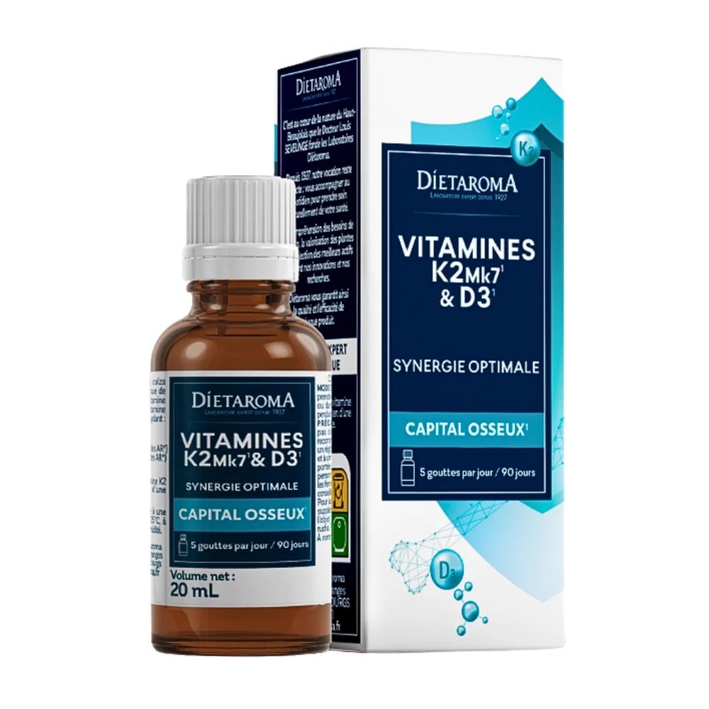 DIETAROMA – Vitamine K2 Mk7 et D3 – 20ml