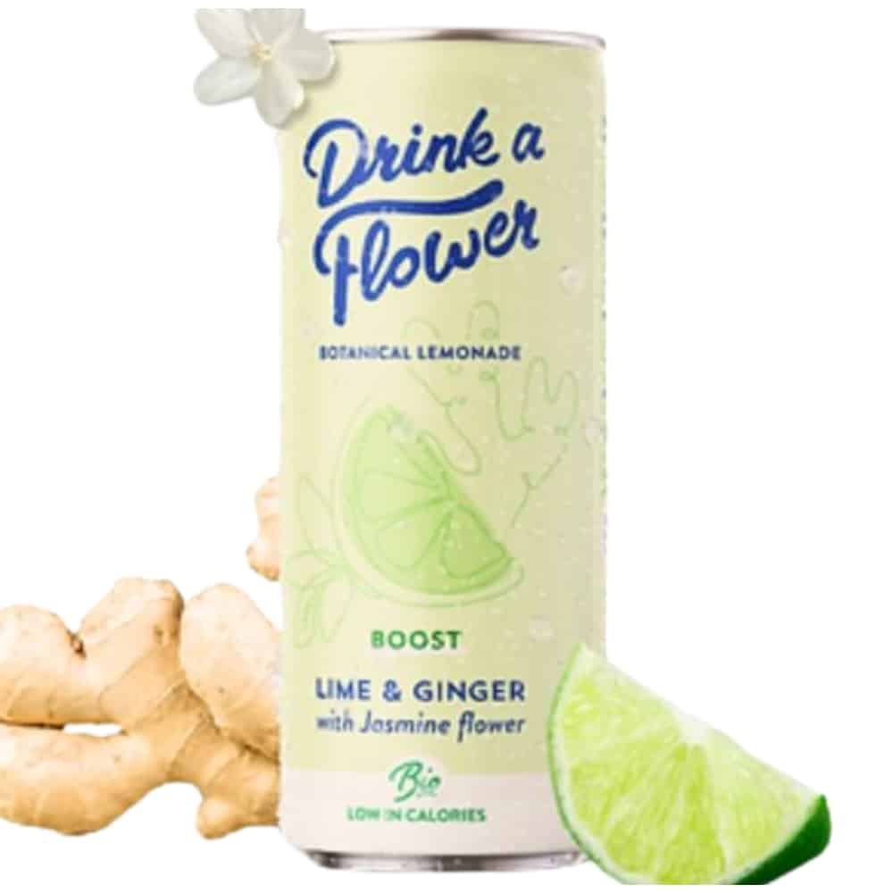 DRINK A FLOWER – Limonade Boost Gingembre et Citron Vert Bio – 250ml