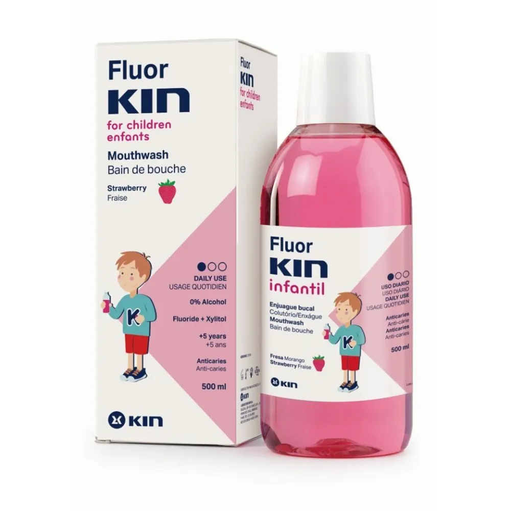 KIN Fluor Bain De Bouche Enfant Fraise 500 ml
