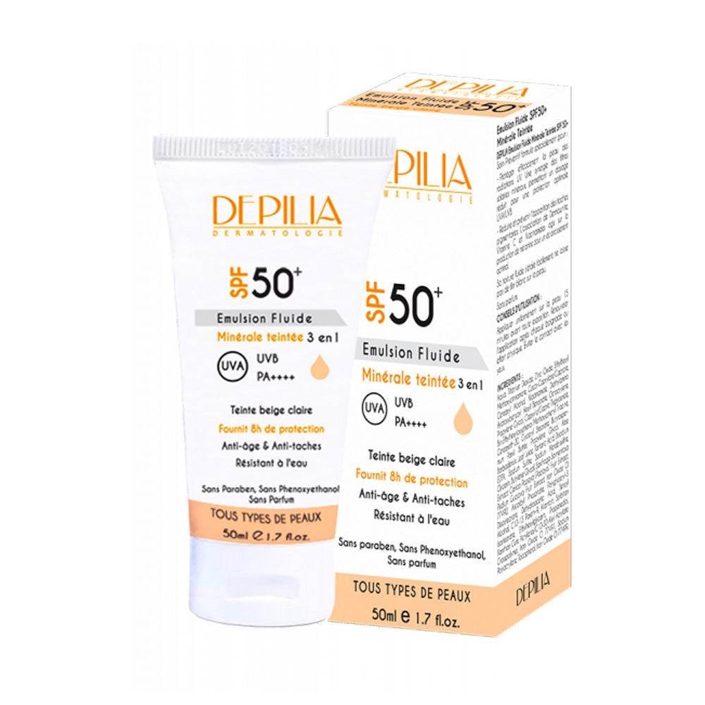 Depilia Émulsion Fluide Minérale Teintée SPF 50+ 50 ml