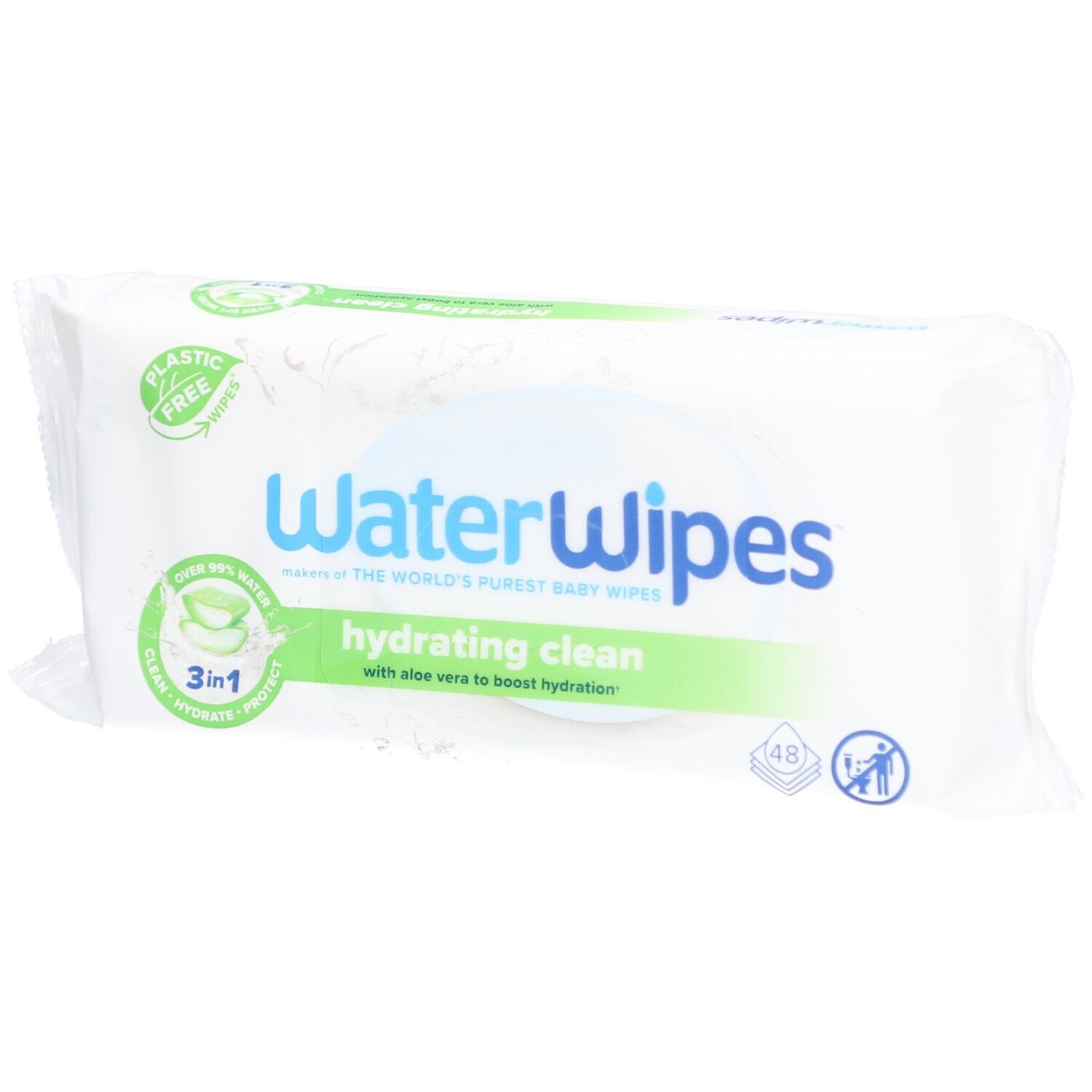 WATERWIPES Lingettes Hydrating Clean Aloe Vera 48 Pièces