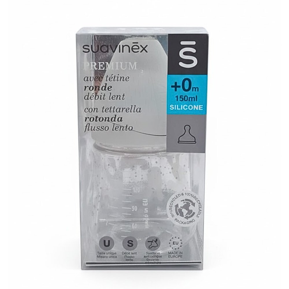 SUAVINEX – Biberon Rabbit avec Tetine Ronde Debit Lent +0m 150 GY L2