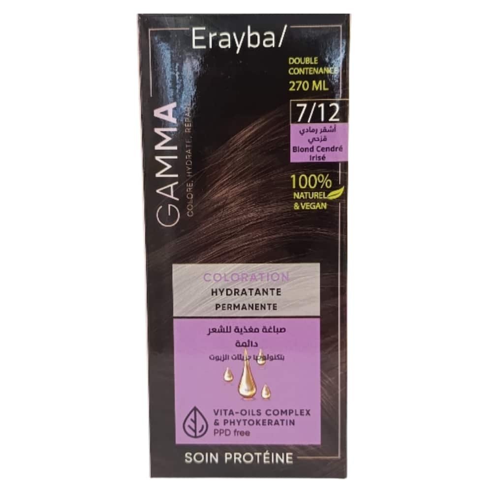 ERAYBA GAMMA COLORATION HYDRATANTE PERMANENTE 7-12 BLOND CENDRE IRISE