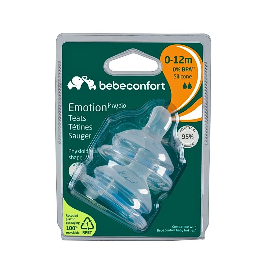 BEBE-CONFORT – 2 Tetines Emotion Physio Silicone 0-12m