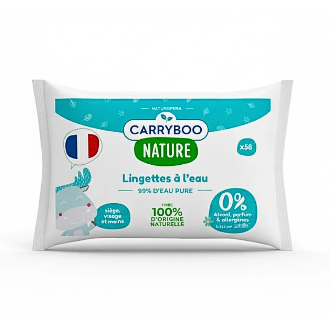 CARRYBOO Lingettes À L'Eau Pure Calendula 58 Pièces