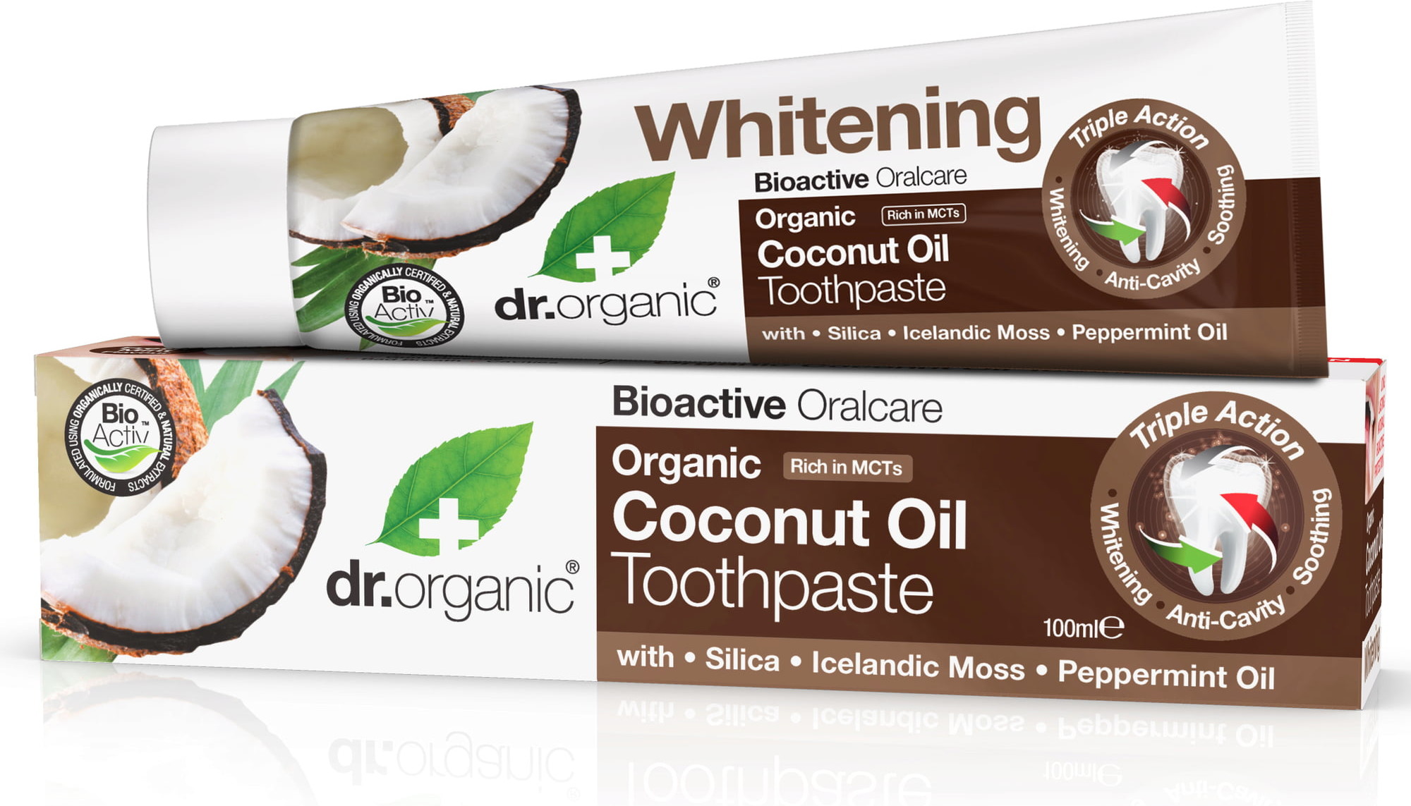 DR ORGANIC DENTIFRICE TRIPLE ACTION A L'HUILE DE COCO 100ML