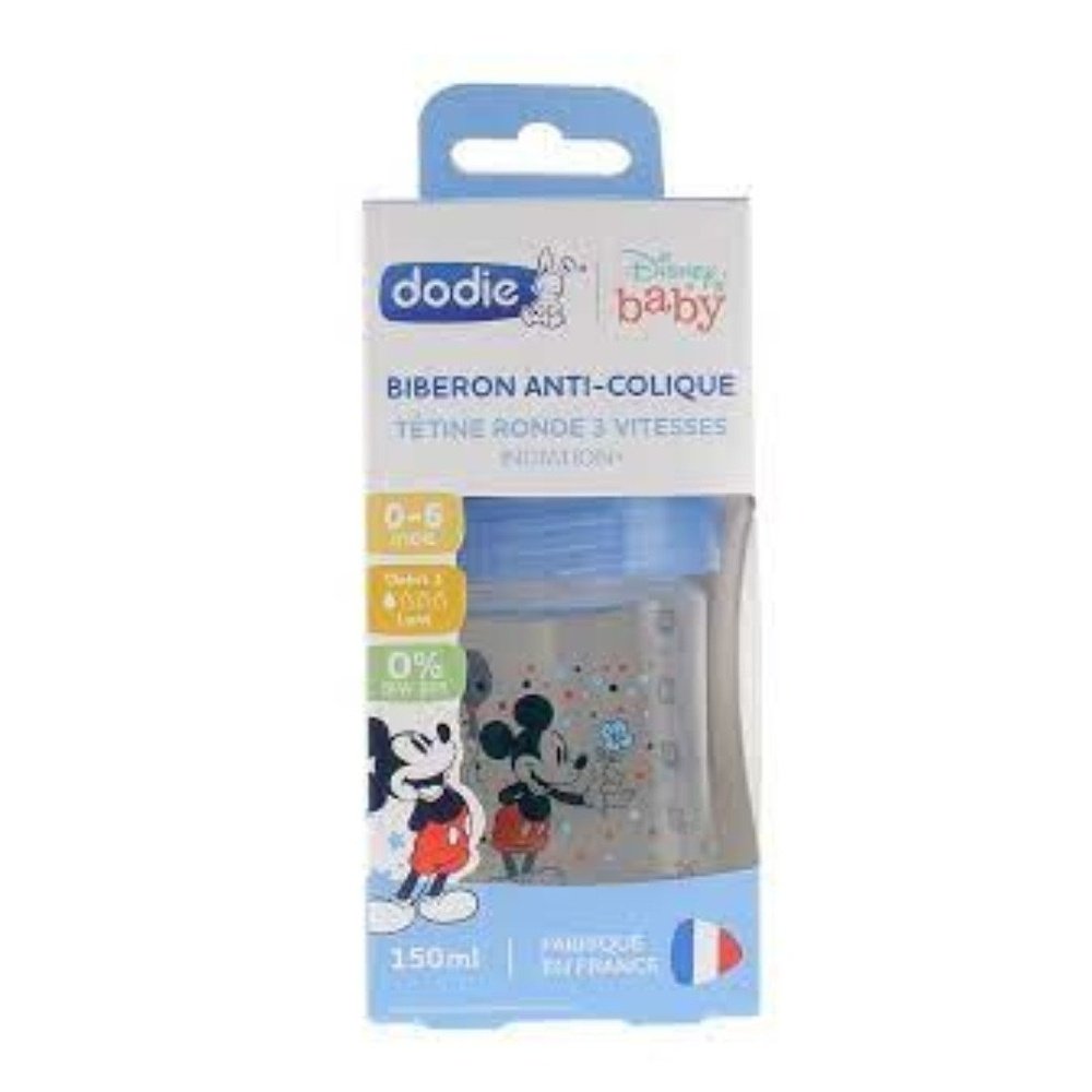 DODIE – Biberon Anti-Colique Mickey Bleu 0-6m – 150ml