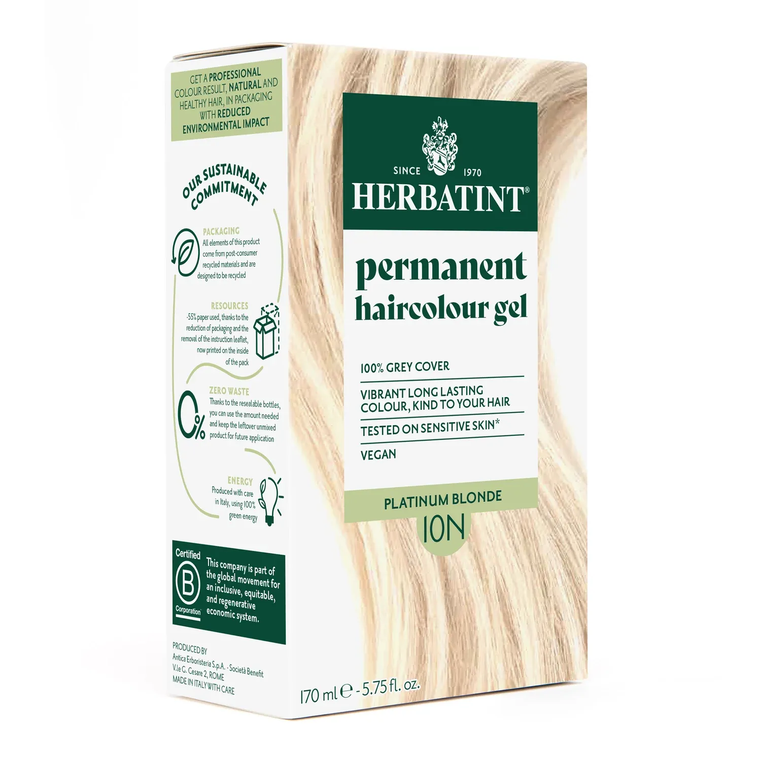 Herbatint Coloration Permanente Platinum Blonde 10N 170ml