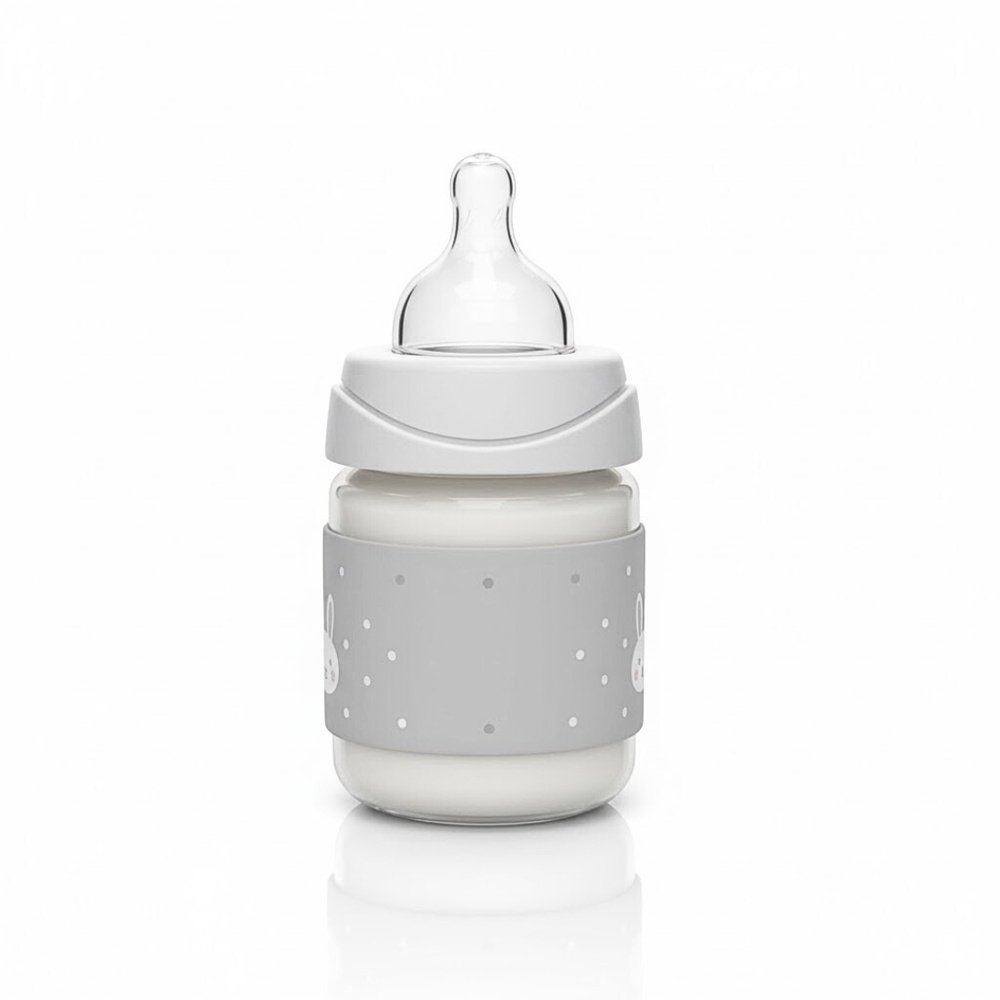 SUAVINEX – Biberon Rabbit avec Tetine Ronde Debit Lent +0M Gris – 150ml