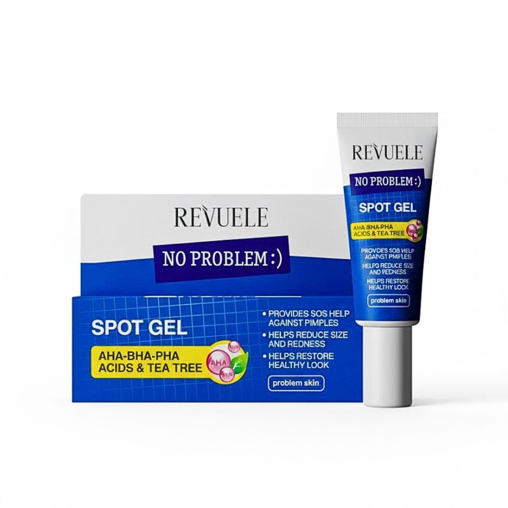 REVUELE – No Problem Spot Gel Aha-Bha-Pha Acids et Tea Tree – 25Ml