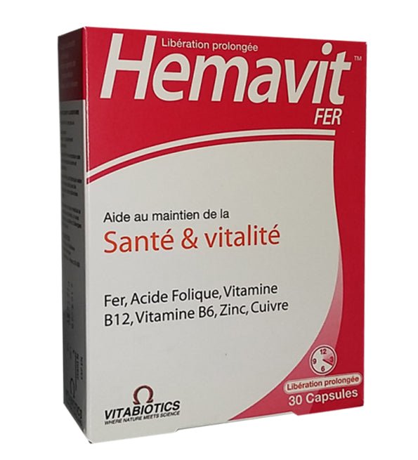 Vitabiotics Hemavit Fer Santé et Vitalité 30 capsules