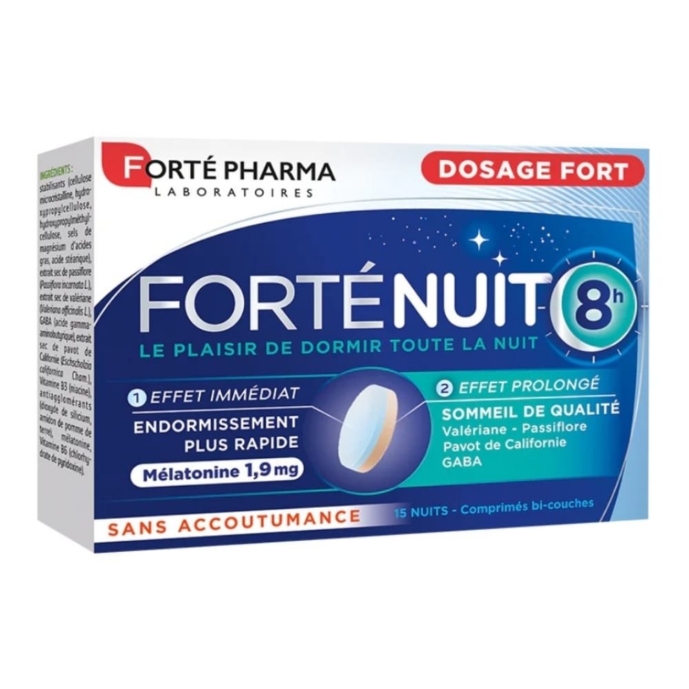 FORTE PHARMA – Fortenuit 8h (dosage Fort Effet Prolonge) Melatonine Endormissement Plus Rapide 1.9mg
