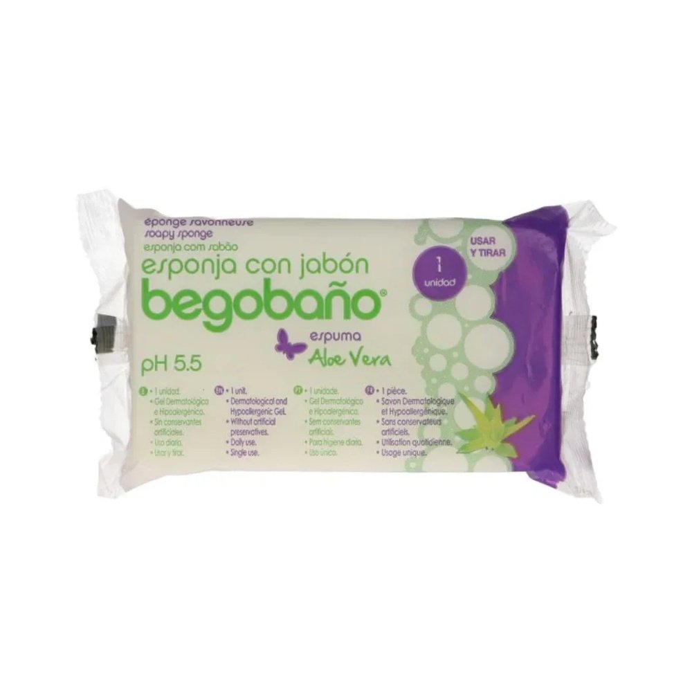 BEGOBANO – Eponge Savonneuse Aloe Vera 7.5*13 Cm