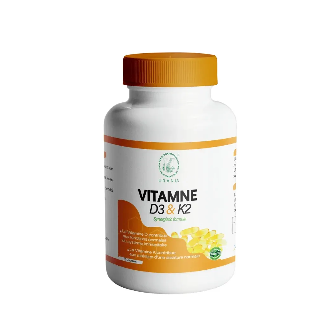 URANIA – Vitamine D3 et K2 – 60 Capsules
