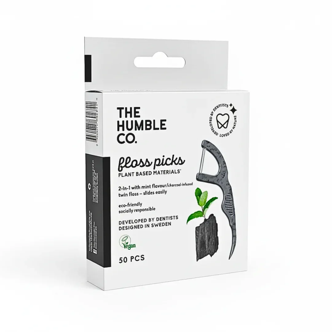 HUMBLE Fil Dentaire Charbon Picks 50 Pièces