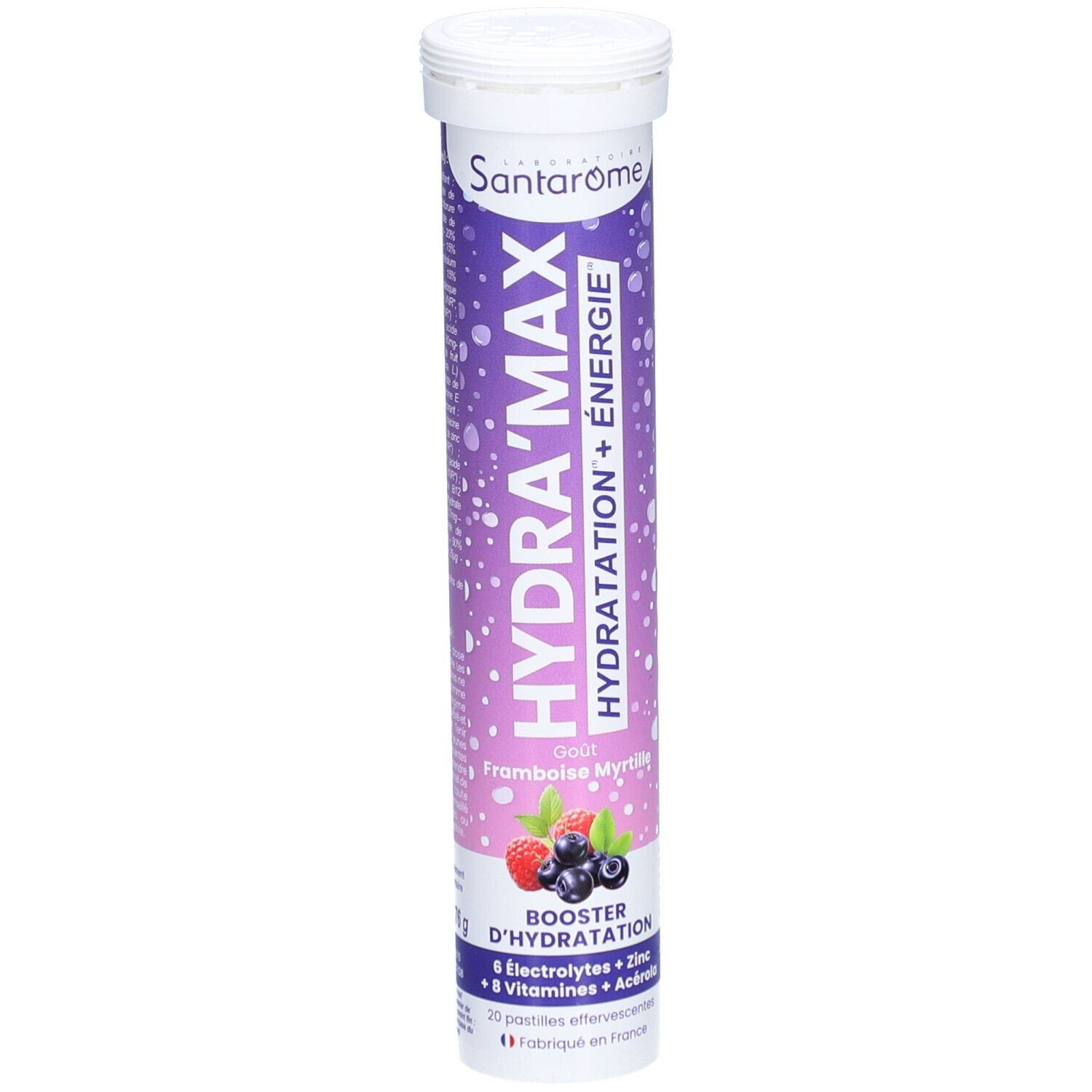 SANTAROME HYDRA MAX HYDRATATION + ENERGIE GOUT FRAMBOISE MYRTILLE 20 PASTILLES
