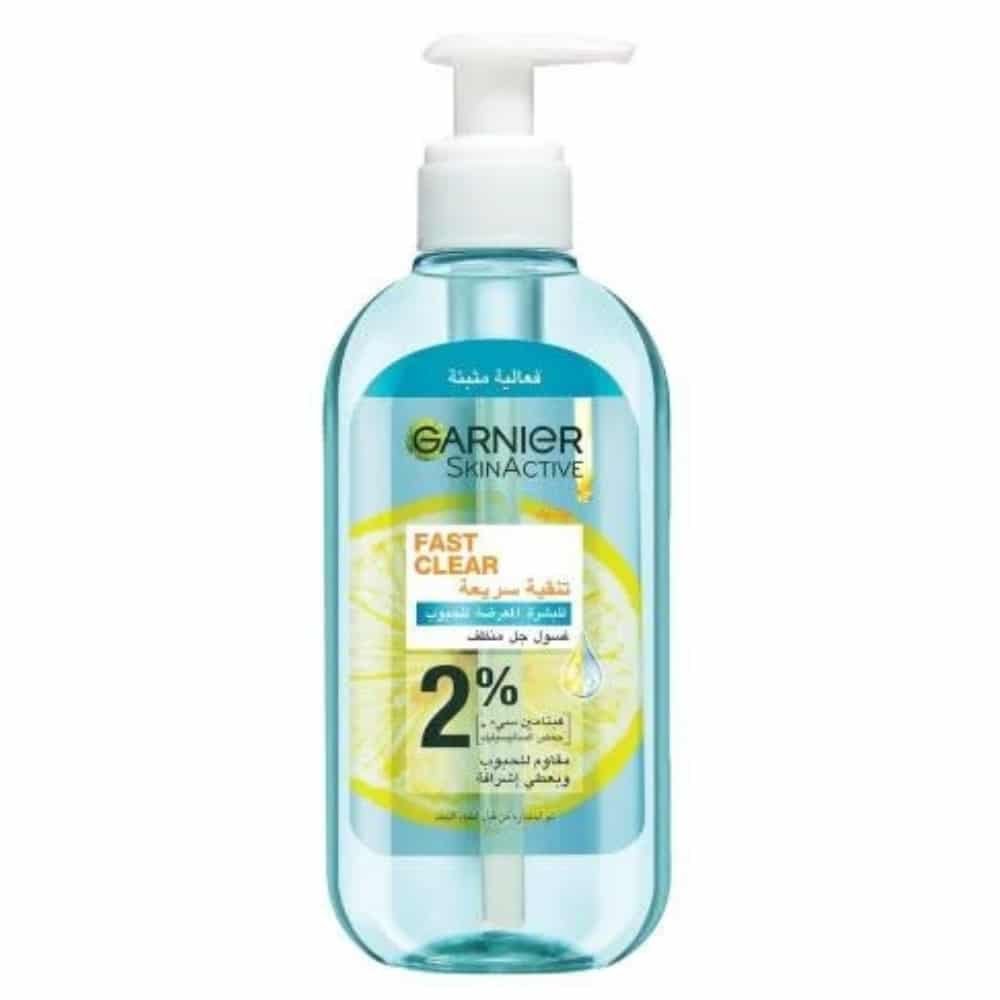 GARNIER – Skin Active Fast Clear Gel Nettoyant Moussant Anti Acne avec de L?acide Salicylique – 200ml
