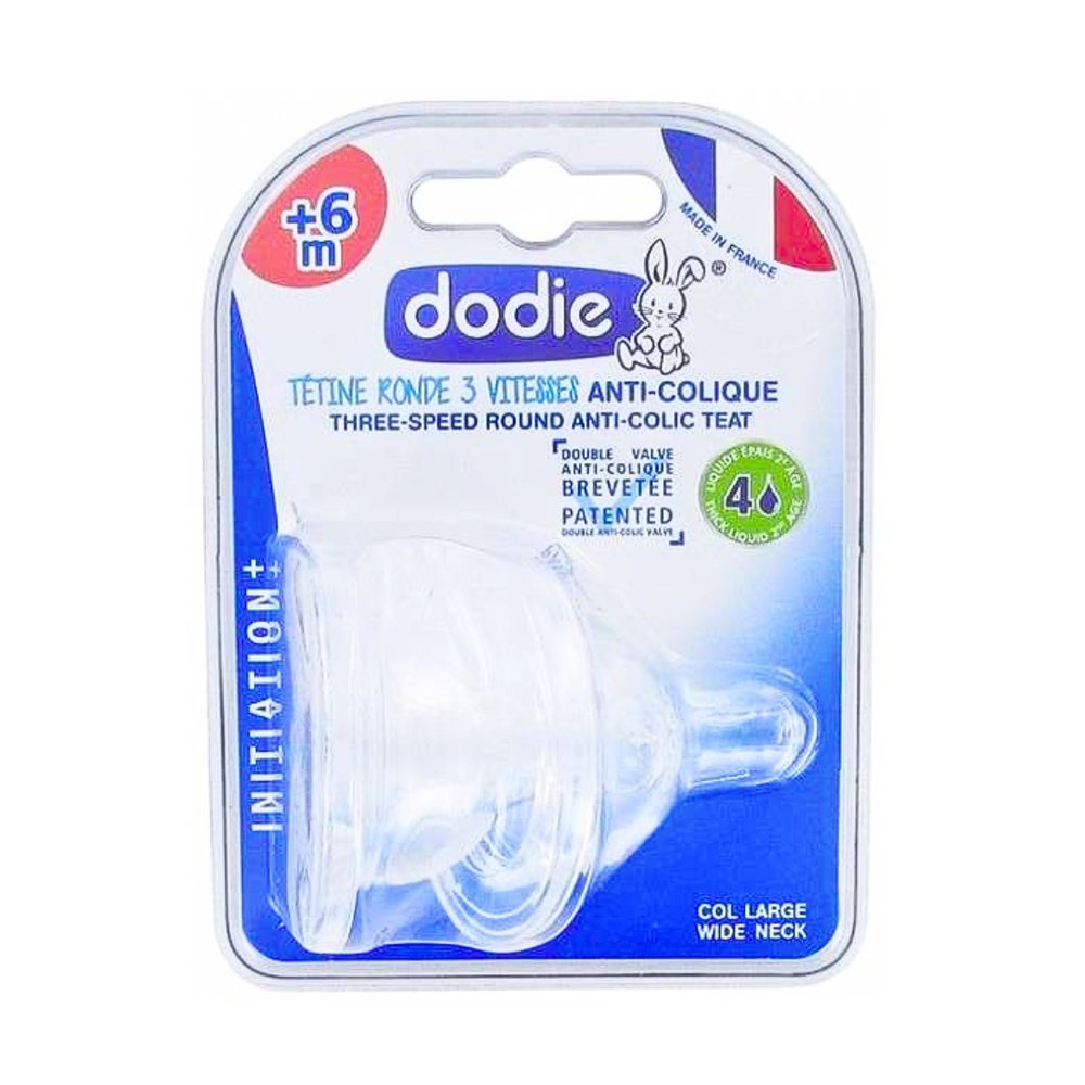 DODIE – 2 Tetines Ini+ Anti-Colic D4 +6m Liquide Epaise 2age