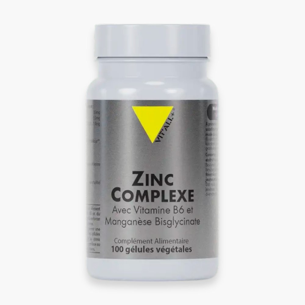 VITALL+ – Zinc Complexe avec Vitamines B6 et Manganese Bisglycinate – 100 Gelules