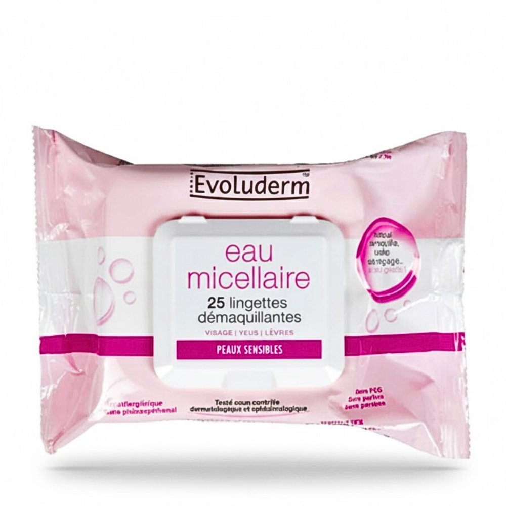 EVOLUDERM Lingettes Démaquillant Micellaire 25 Pièces