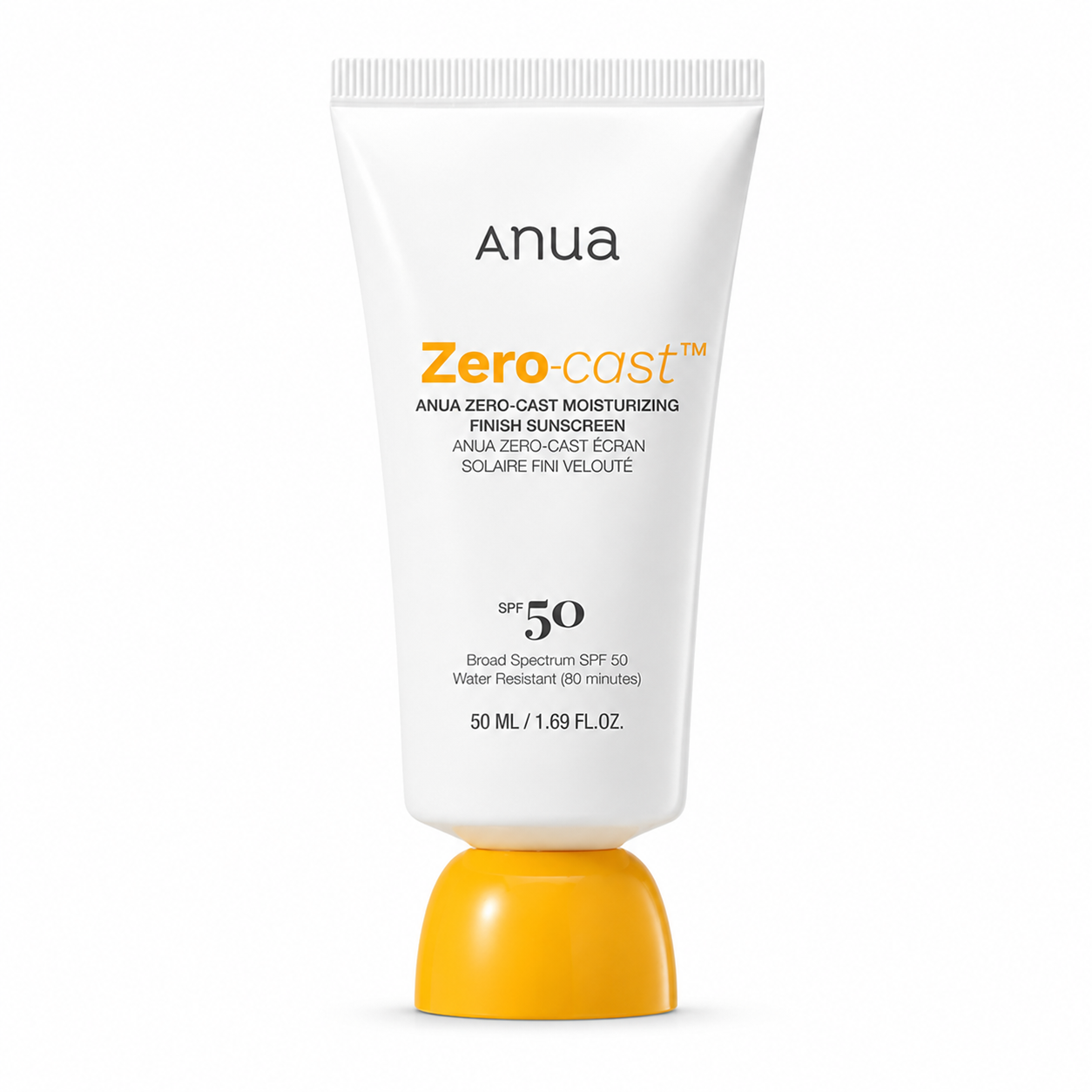 Anua Zero-Cast Moisturizing Finish Sunscreen - Crème solaire hydratante SPF50+ 50ml